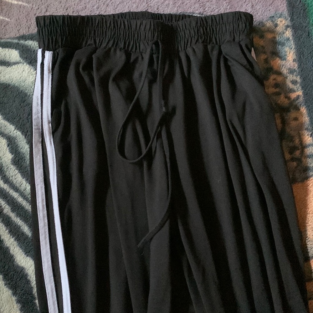 Black silk joggers